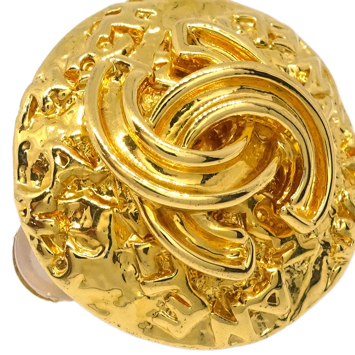 Chanel Button Earrings Clip-On Gold 95A - Image 2