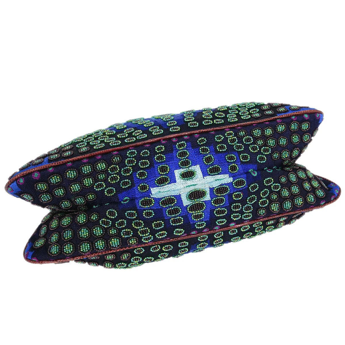 Fendi * Blue Purple Lizard Beaded Handbag - Image 5