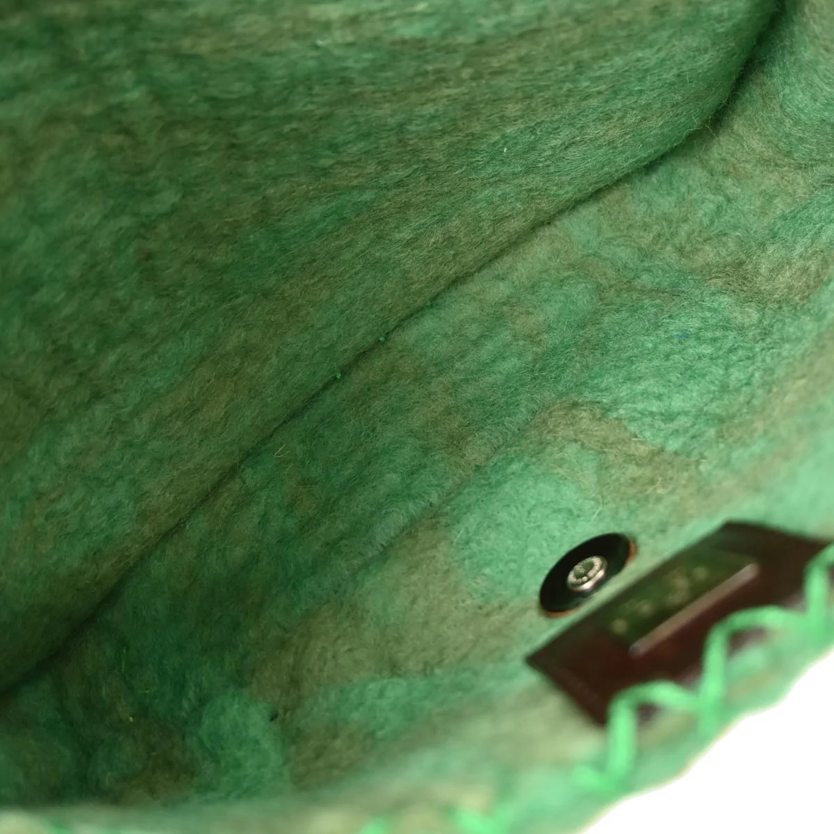 Fendi Green Wool Floral Baguette Handbag - Image 8