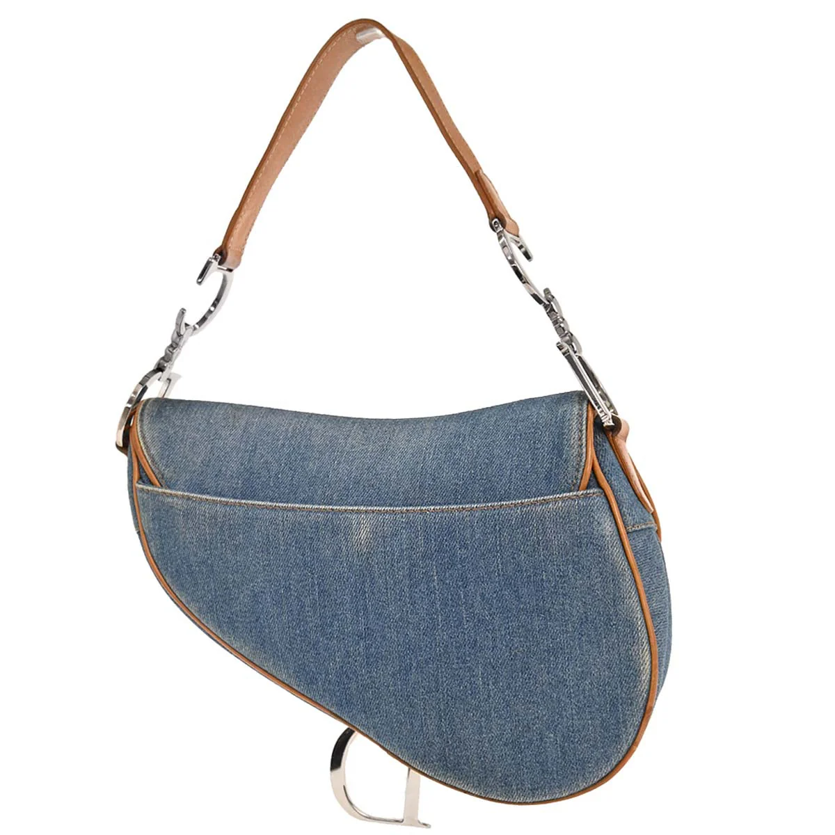 Christian Dior Blue Denim Saddle Handbag - Image 2