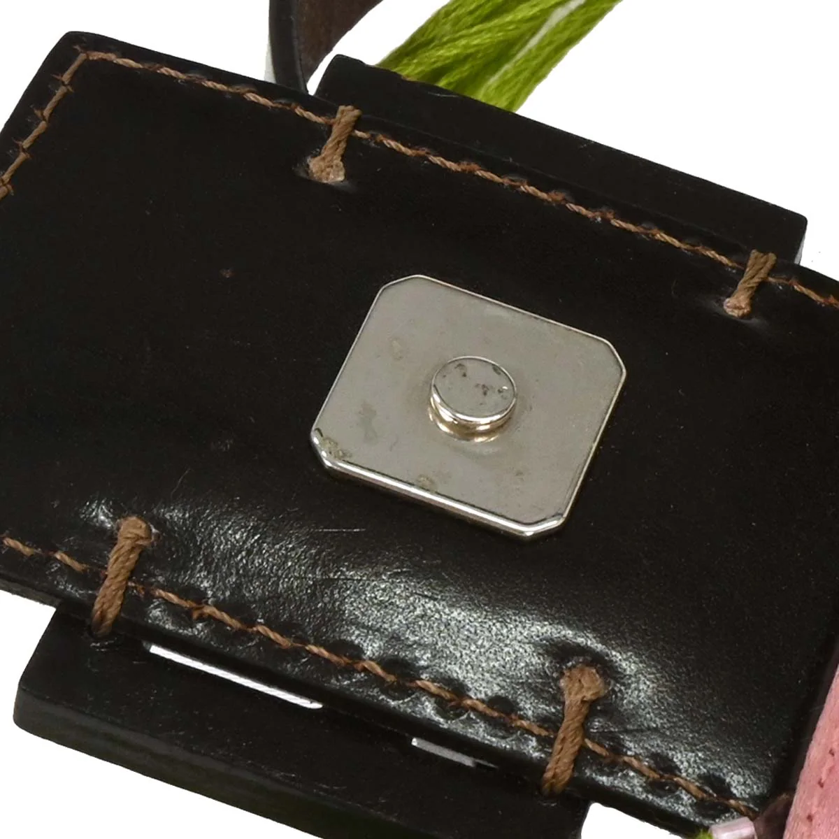 Fendi Brown Cotton Beaded Embroidered Baguette Handbag - Image 6