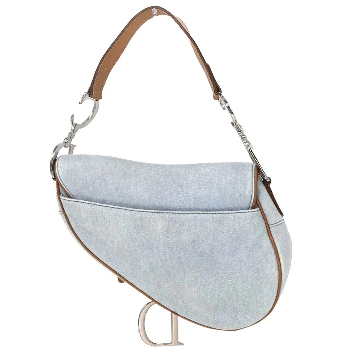 Christian Dior Light Blue Cotton Saddle Handbag - Image 2