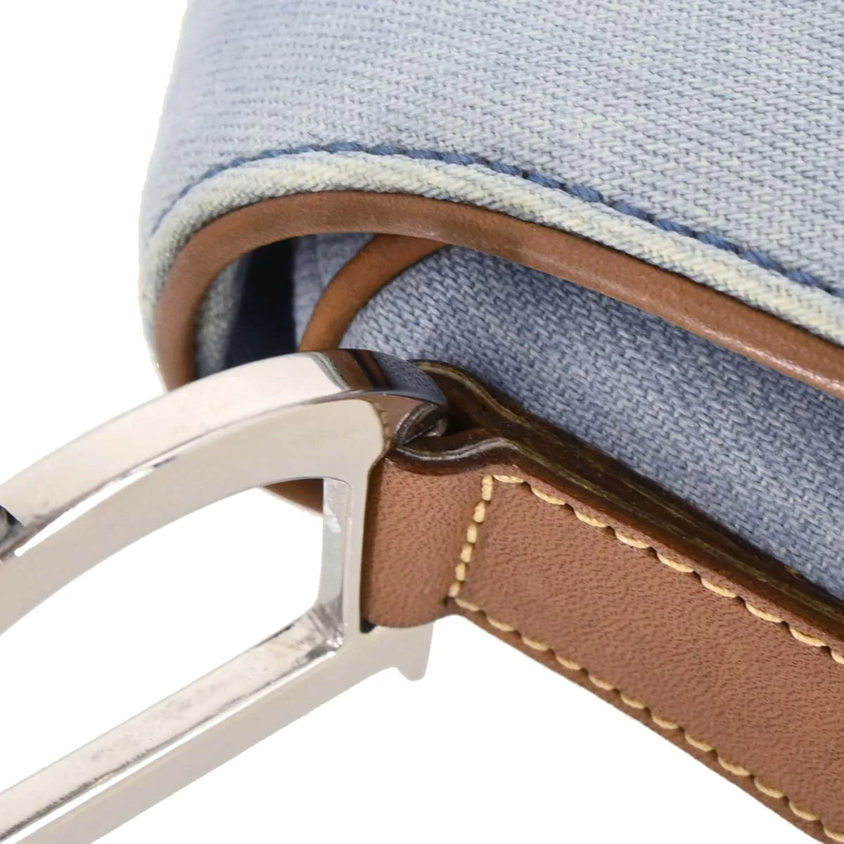 Christian Dior Light Blue Cotton Saddle Handbag - Image 6