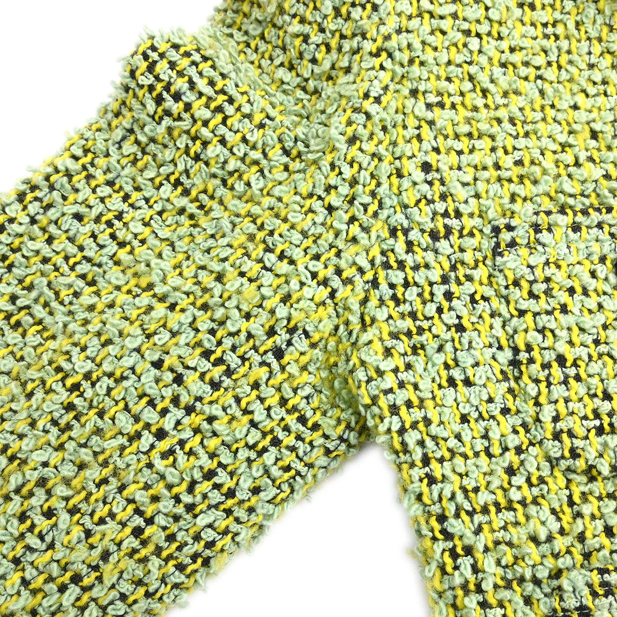 Chanel Tweed Setup Suit Jacket Skirt Green - Image 4