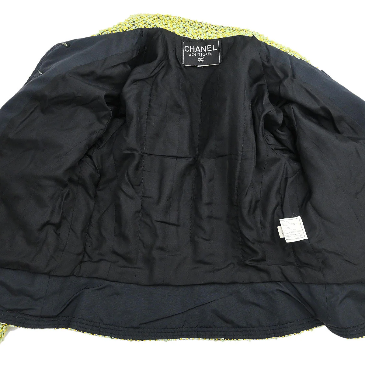 Chanel Tweed Setup Suit Jacket Skirt Green - Image 6