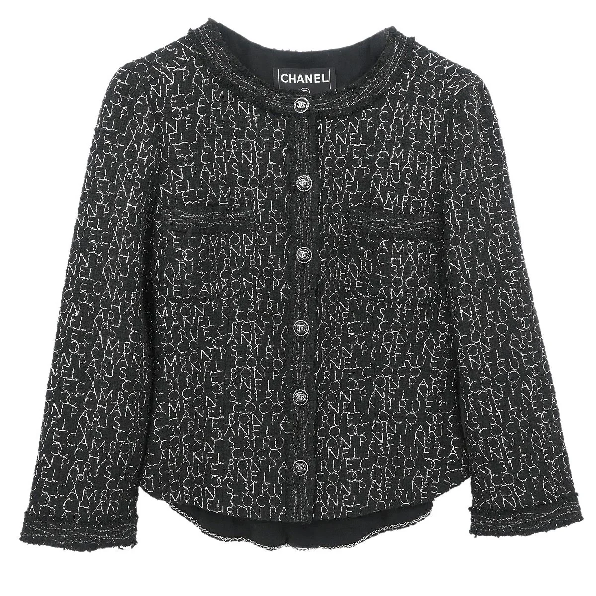 Chanel 2007 Single Breasted Collarless Jacket Black #36