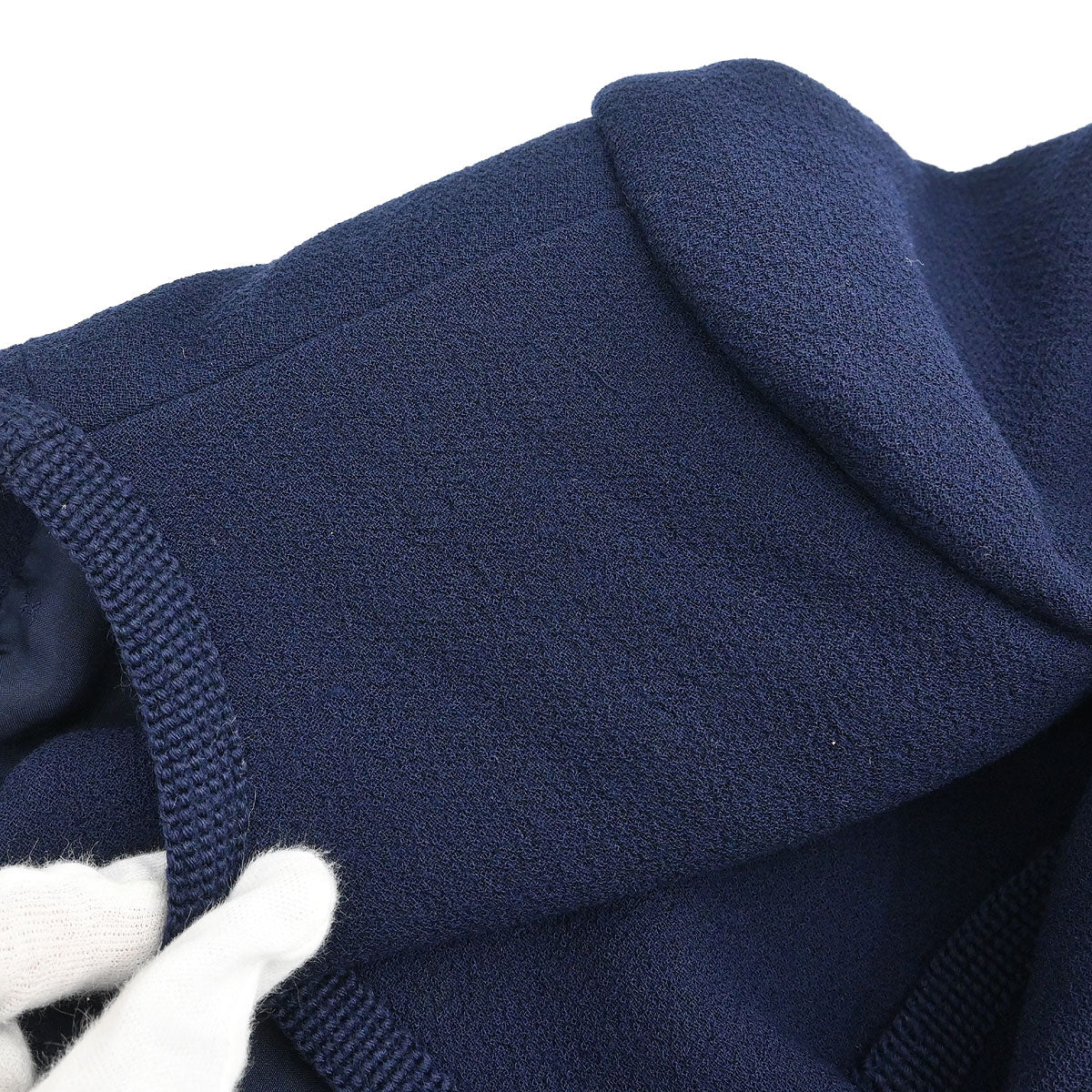 Chanel Single Breasted Collarless Jacket Navy - Image 11