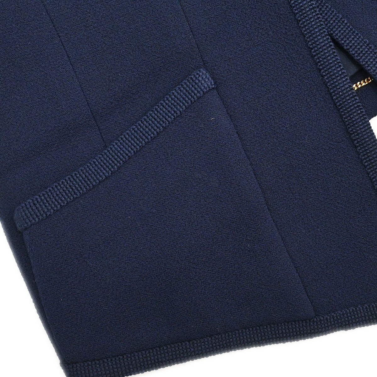 Chanel Single Breasted Collarless Jacket Navy - Image 3