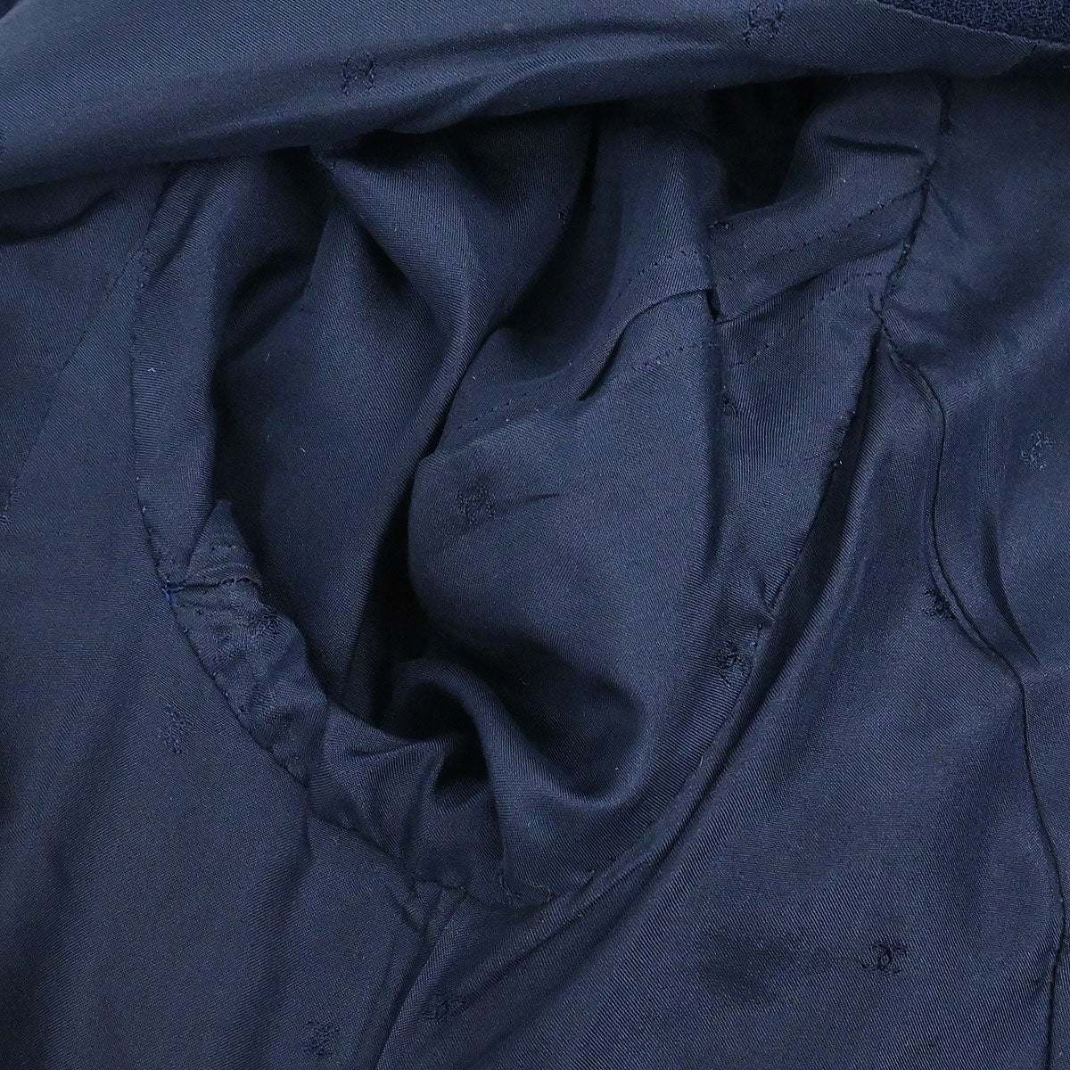 Chanel Single Breasted Collarless Jacket Navy - Image 7