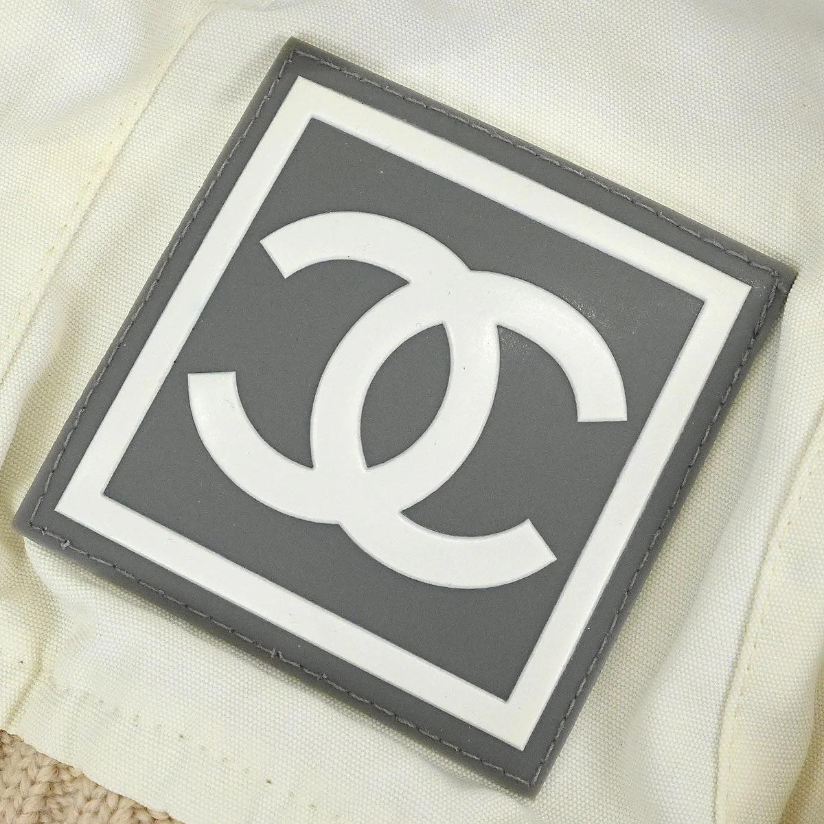 Chanel White Sport Line Knit Cap #M Small Good - Image 3