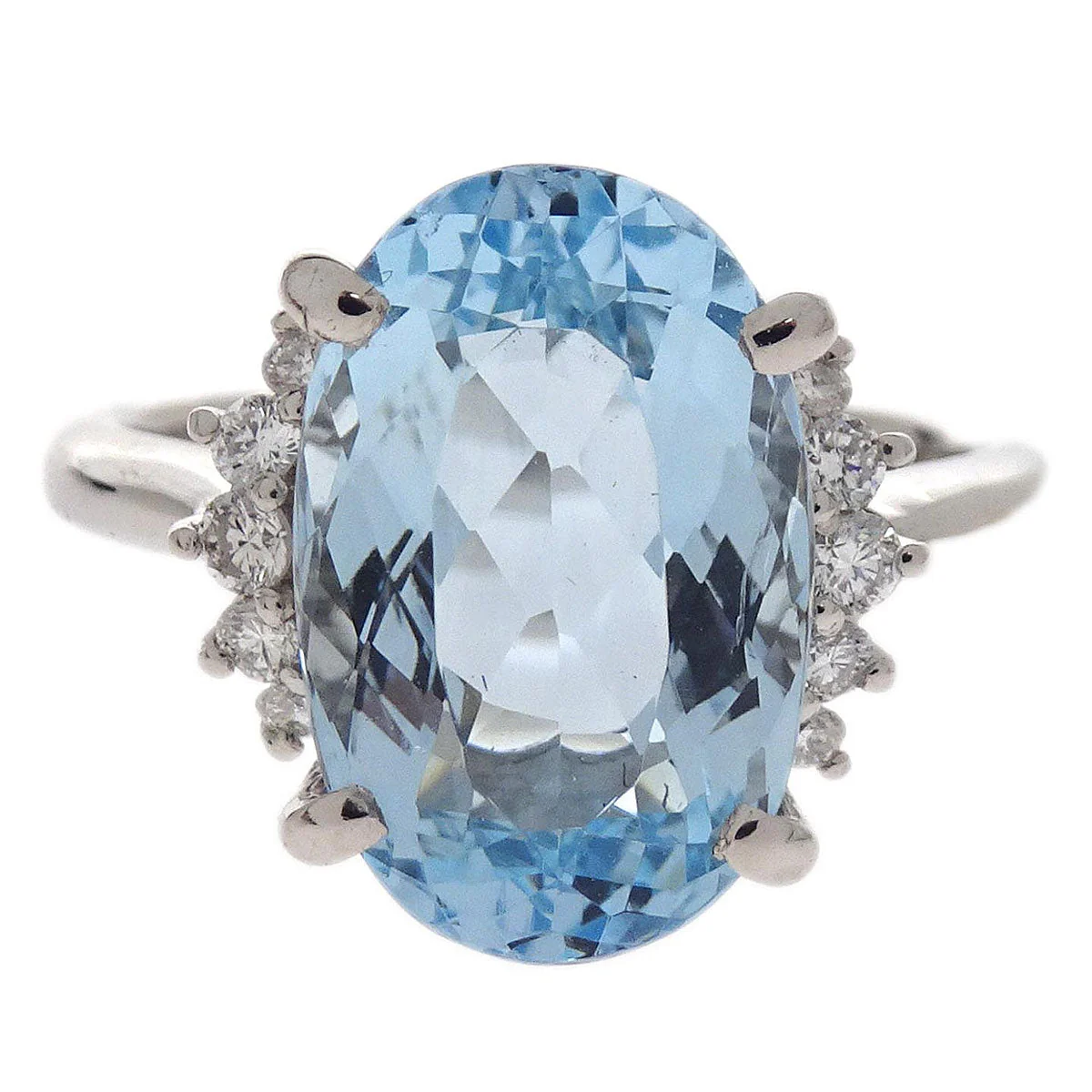 Aquamarine and Diamond Ring Pt900 #52