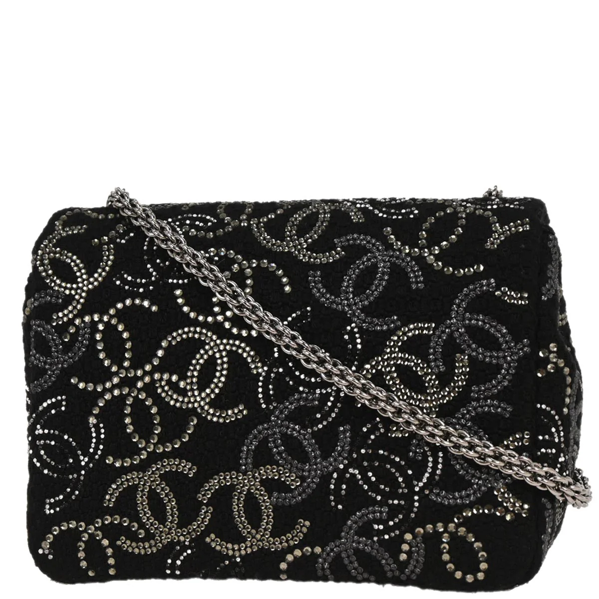Chanel 2010-2011 Black Tweed Strass Paris-Shanghai Pudong Mini Flap Bag - Image 2