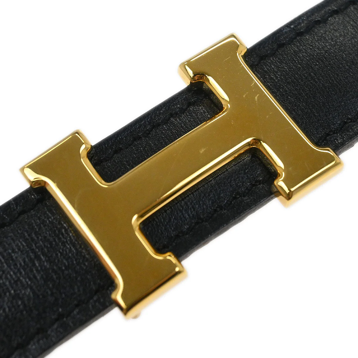 Hermes Black Box Calf Constance Reversible Belt #75 Small Good - Image 4