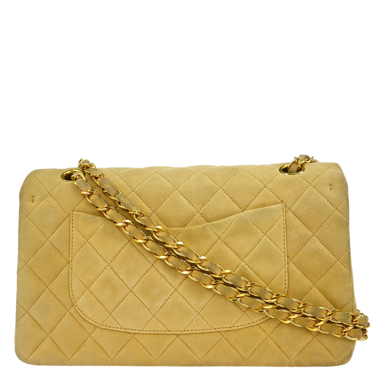 Chanel 1991-1994 Beige Suede Medium Classic Double Flap Shoulder Bag - Image 2