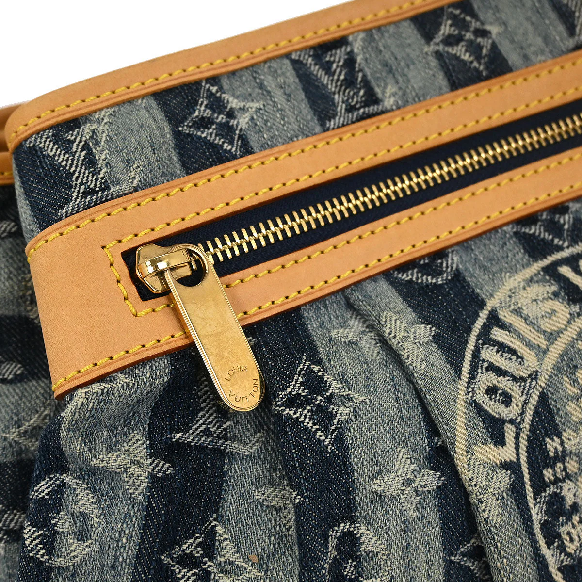 Louis Vuitton 2006 Blue Denim Porte Epol Raye MM Shoulder Bag M95334 - Image 4