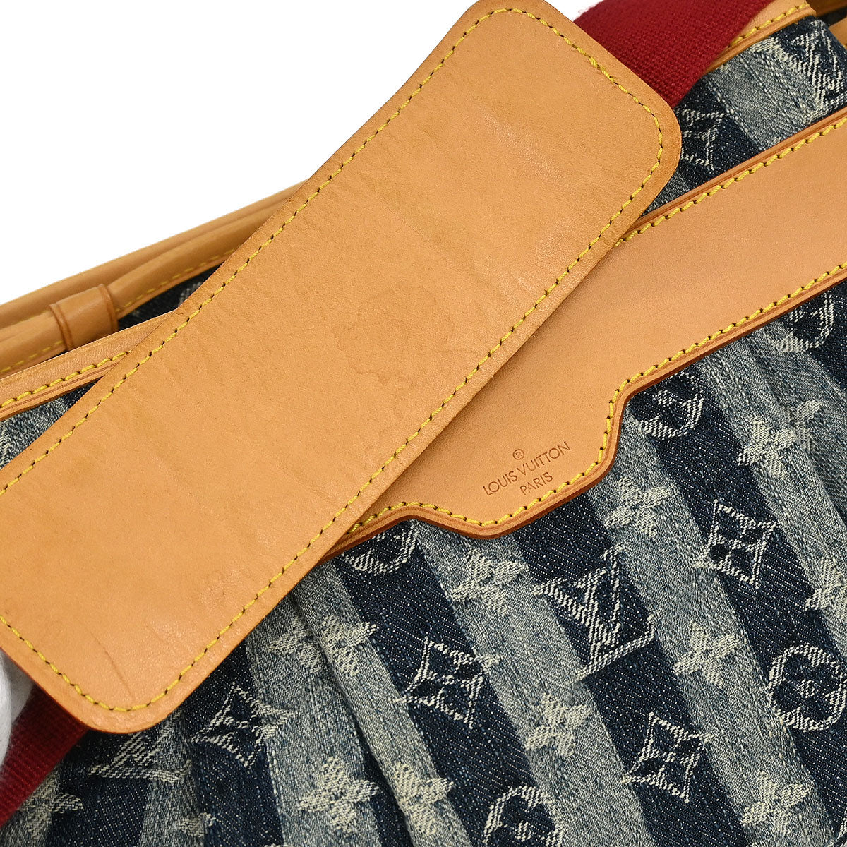 Louis Vuitton 2006 Blue Denim Porte Epol Raye MM Shoulder Bag M95334 - Image 5