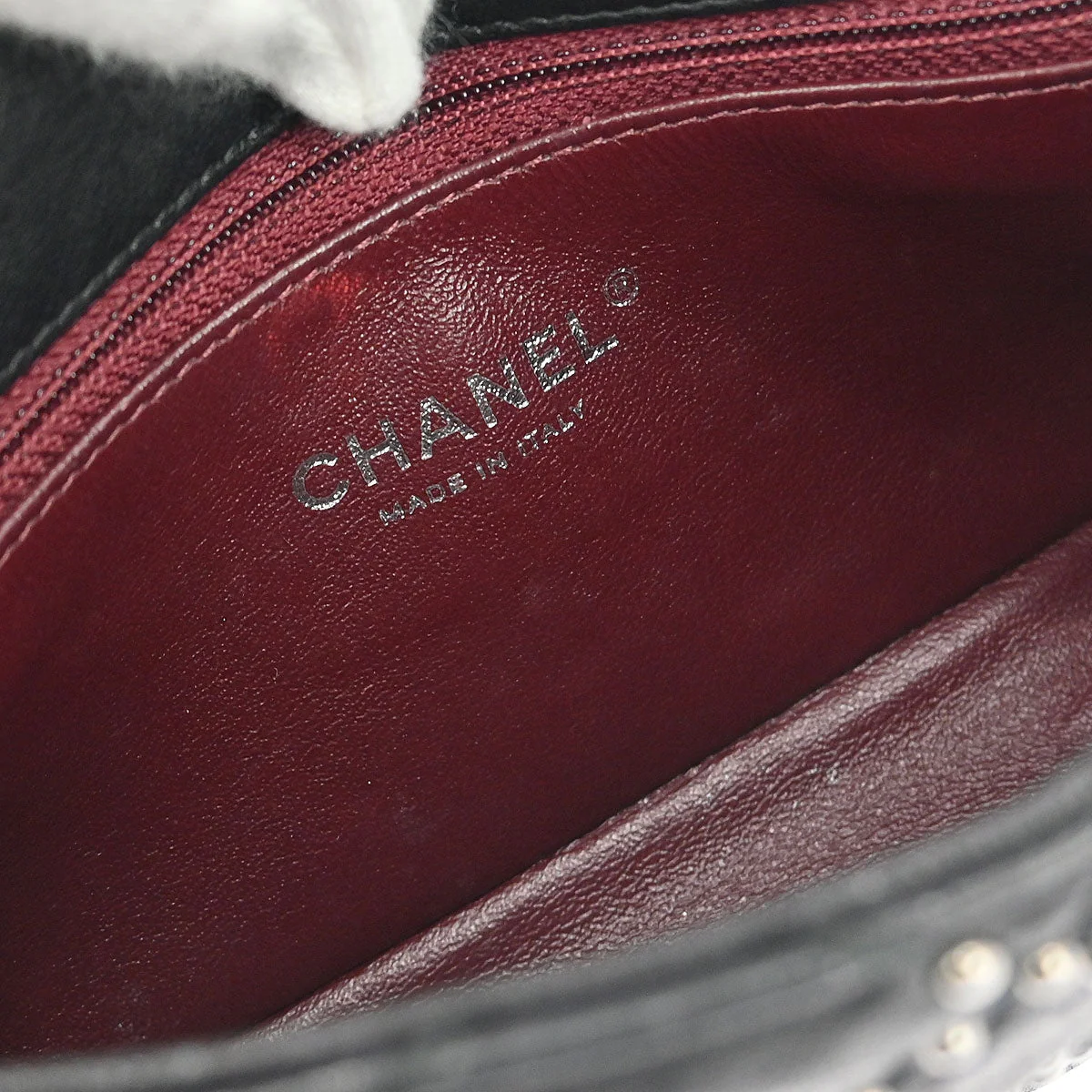 Chanel 2014 Black Calfskin Studded Single Flap Shoulder Bag - Image 8
