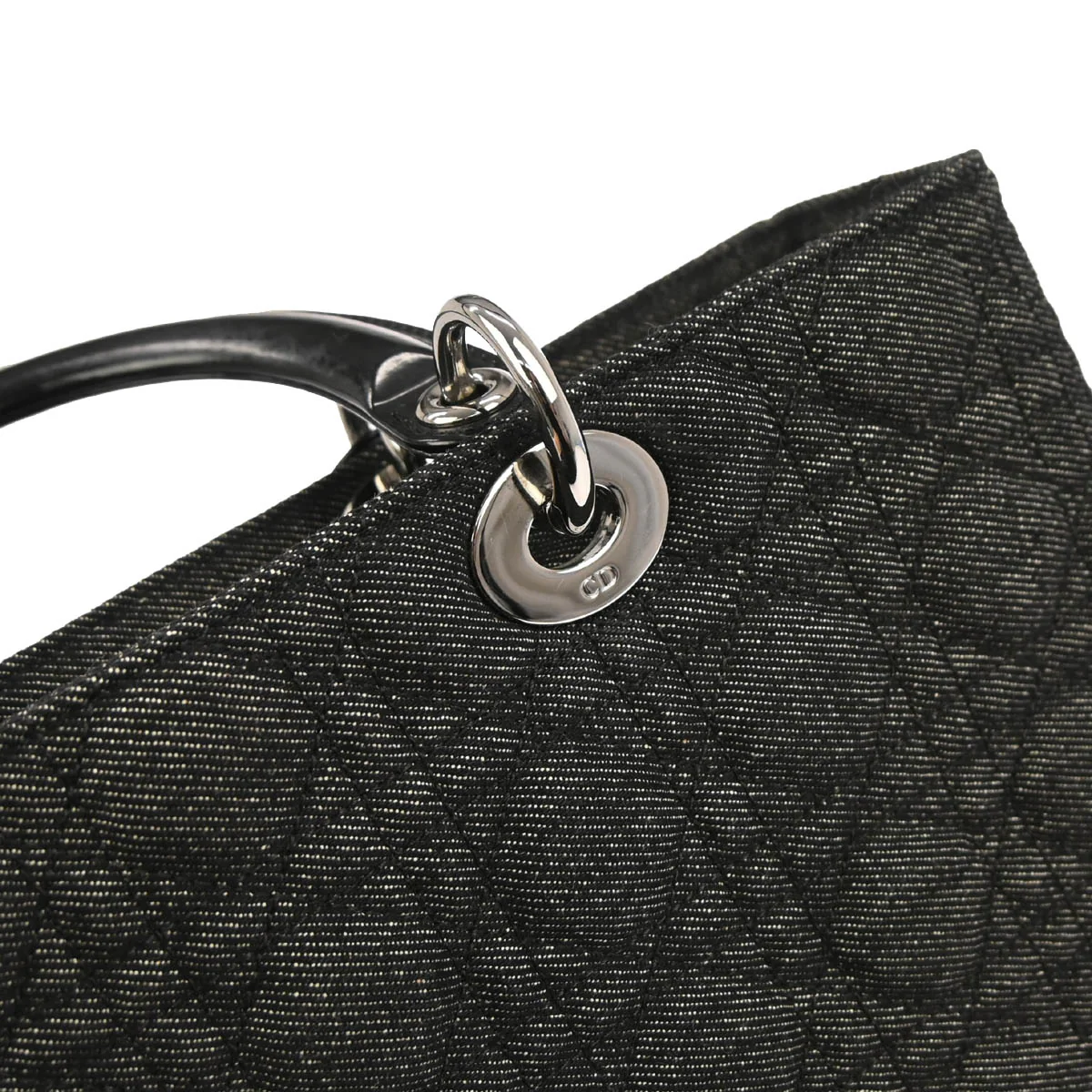 Christian Dior Black Denim Large Lady Dior Cannage 2way Shoulder Handbag - Image 7