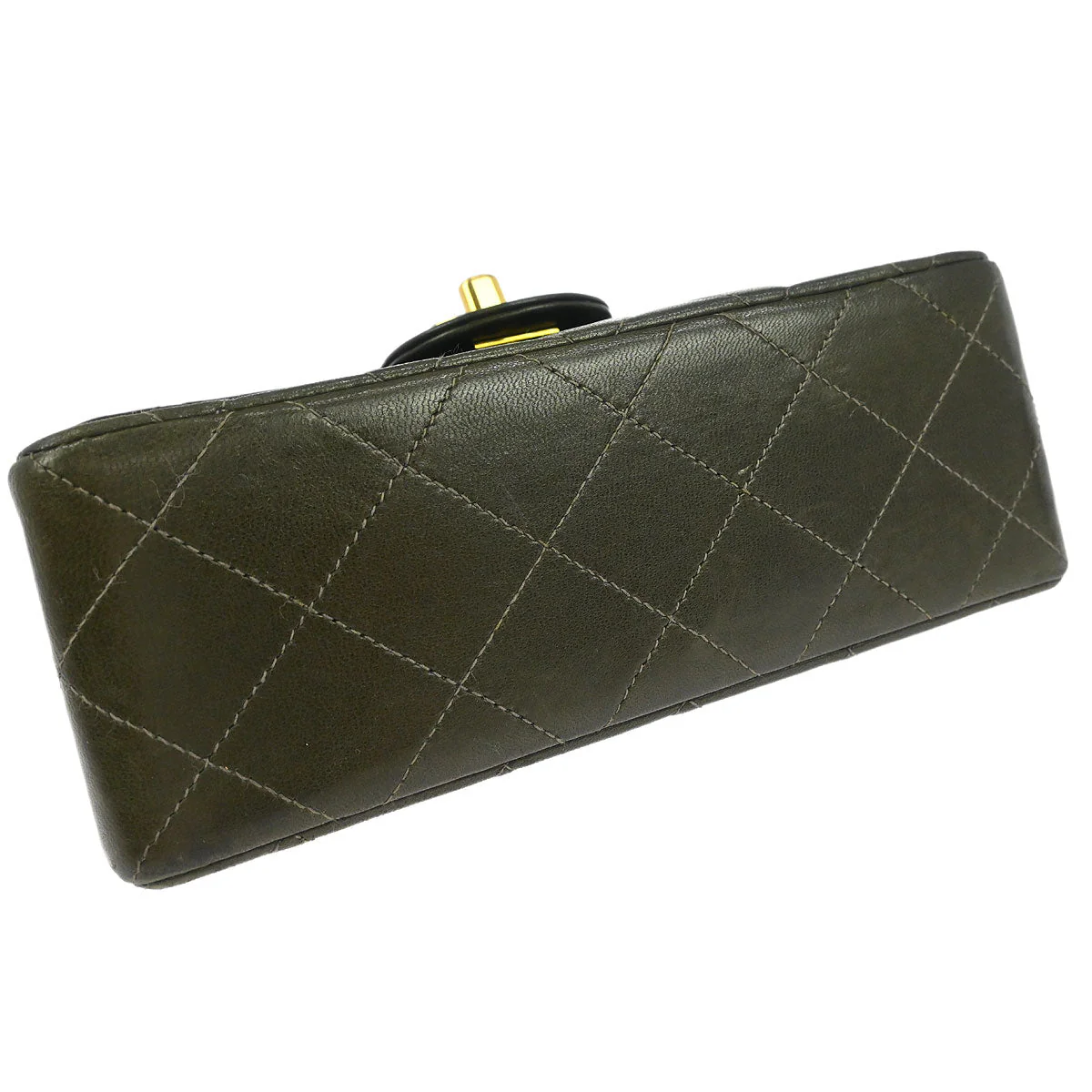 Chanel 1991-1994 Dark Green Lambskin Mini Classic Square Flap Shoulder Bag 17 - Image 3