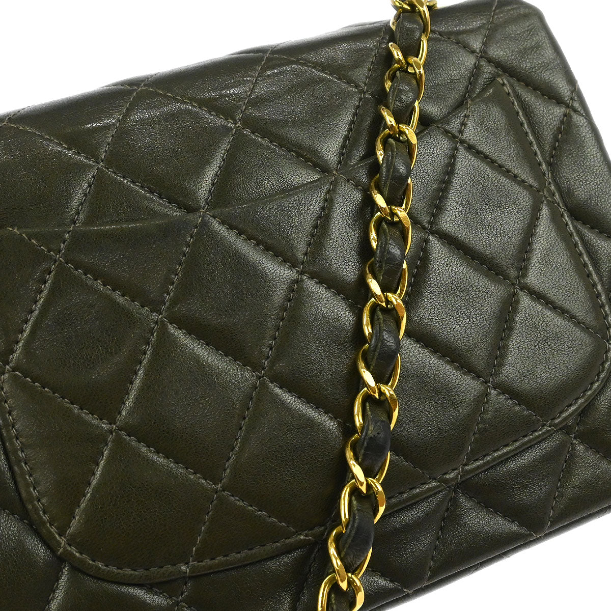 Chanel 1991-1994 Dark Green Lambskin Mini Classic Square Flap Shoulder Bag 17 - Image 4