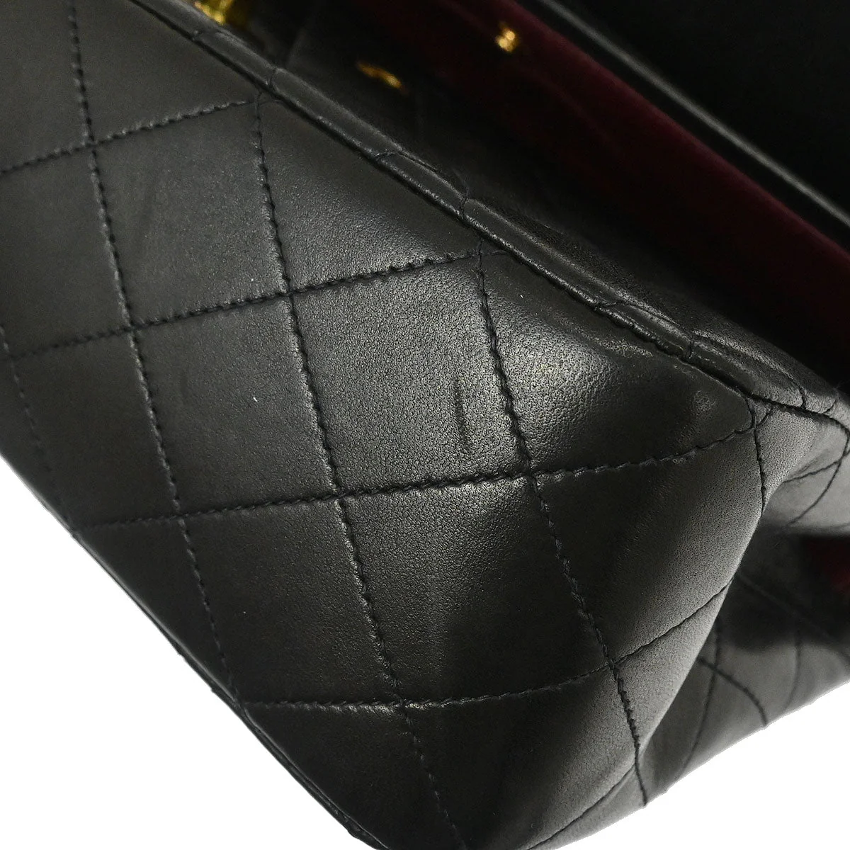 Chanel 1991-1994 Black Lambskin Medium Classic Double Flap Shoulder Bag - Image 10