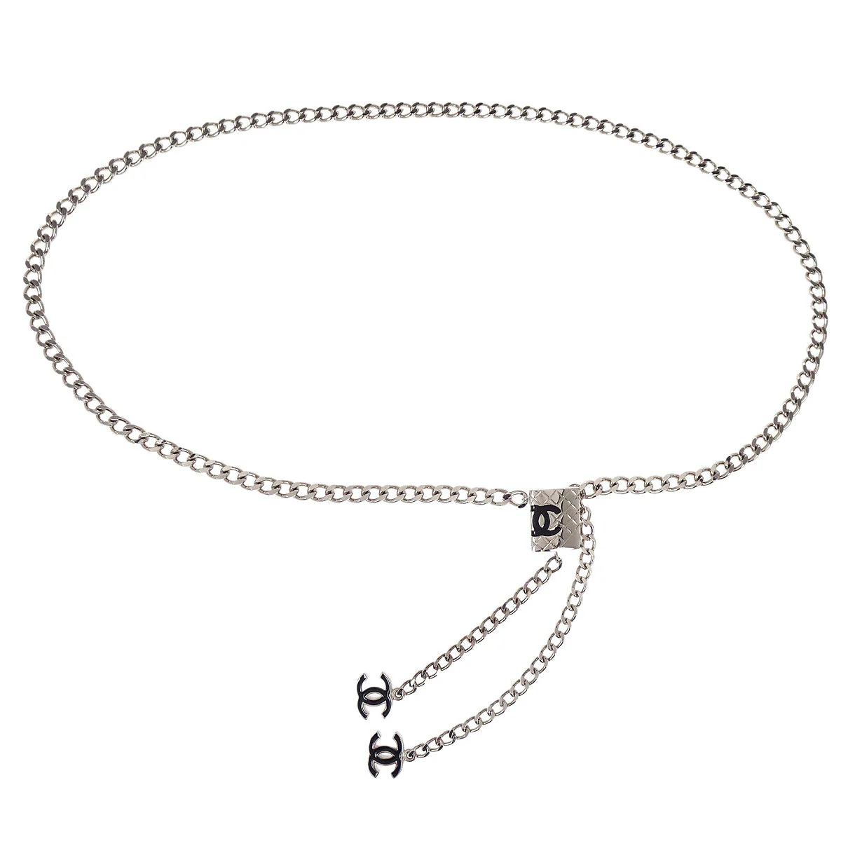 Chanel Cambon Ligne CC Chain Belt Silver 05C Small Good