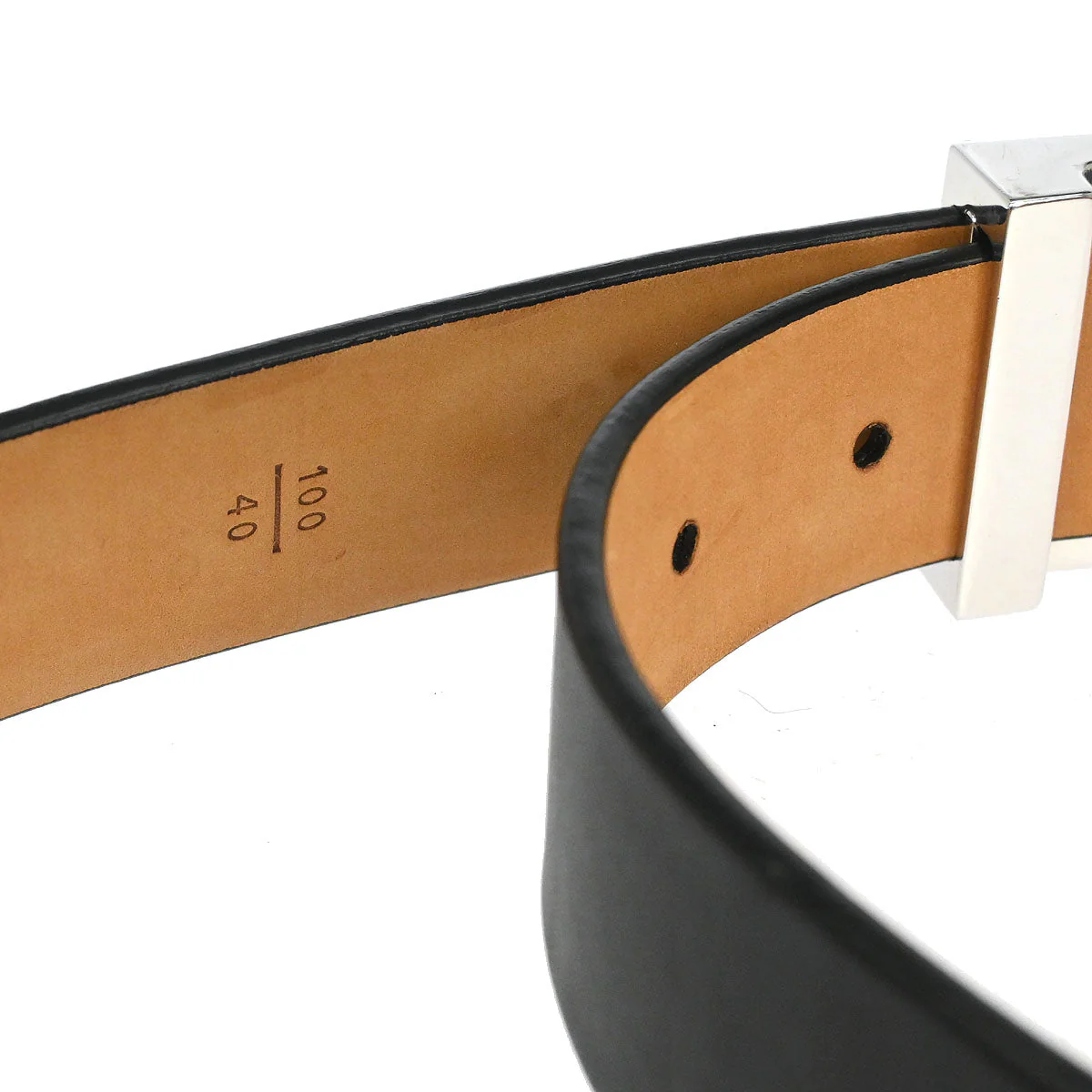 Louis Vuitton 2004 Black Ceinture Belt LV Stamp M6896S #100/40 - Image 5