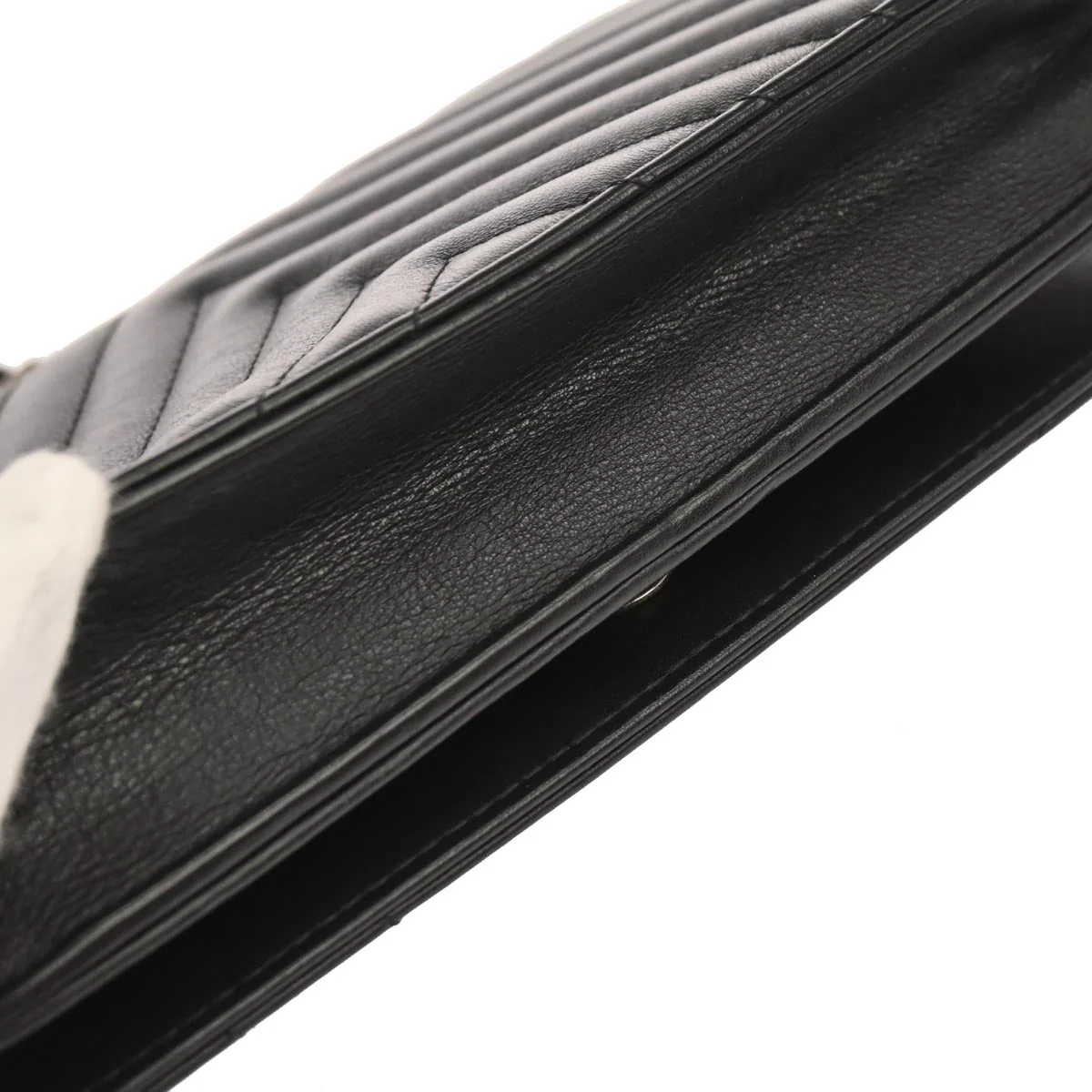 Chanel 2019 Black Lambskin Chevron Tassel WOC Wallet on Chain Shoulder Bag - Image 3