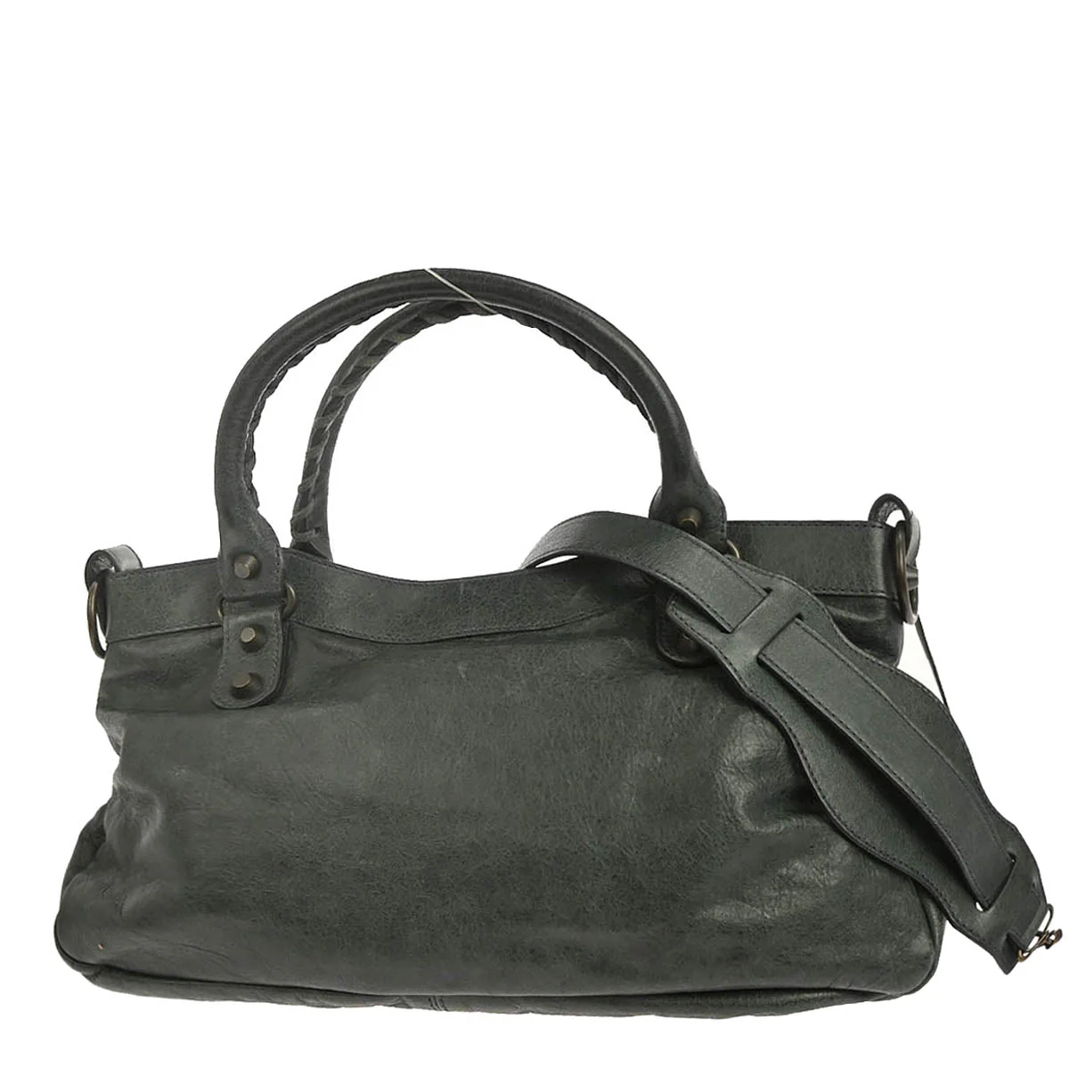 Balenciaga Dark Green Lambkin The First 2way Shoulder Handbag - Image 2