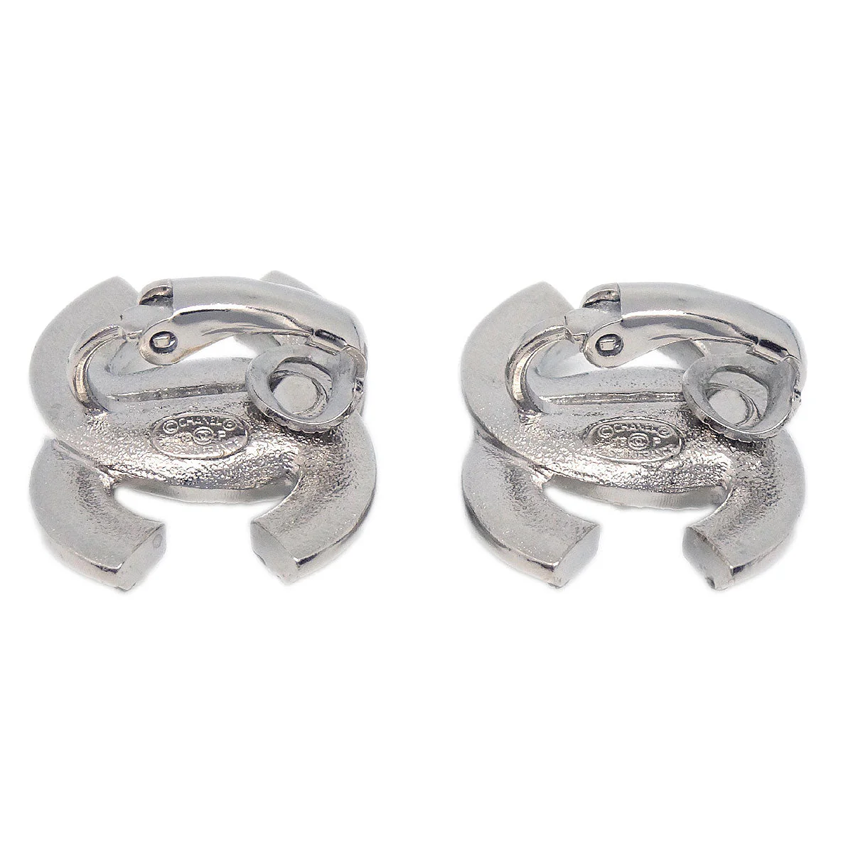 Chanel CC Clip-On Earrings Silver Costume Pearl Rhinestone 18P - Image 3