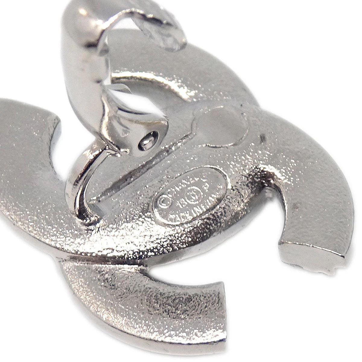 Chanel CC Clip-On Earrings Silver Costume Pearl Rhinestone 18P - Image 4
