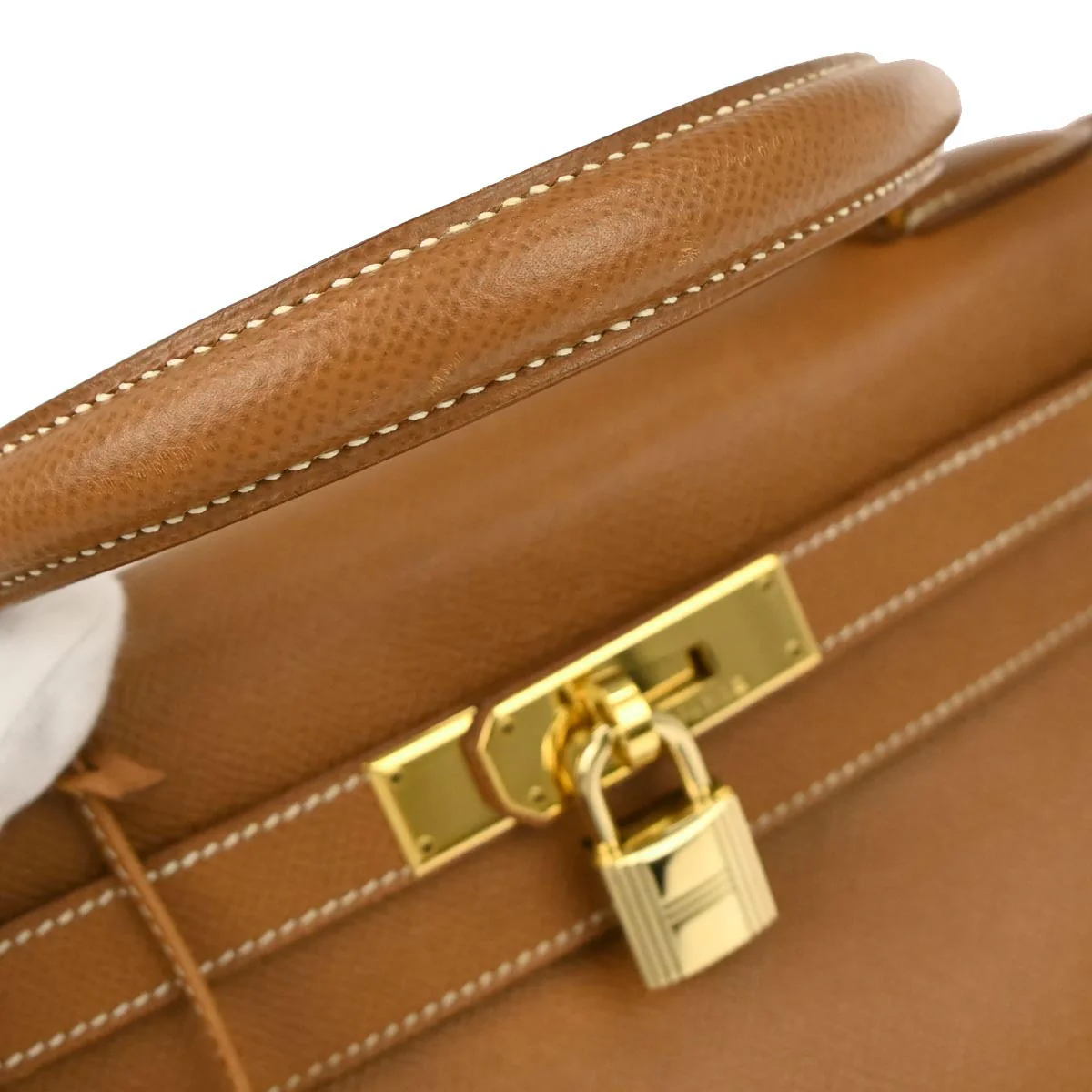 Hermes Gold Courchevel Kelly 28 Retourne 2way Shoulder Handbag - Image 3