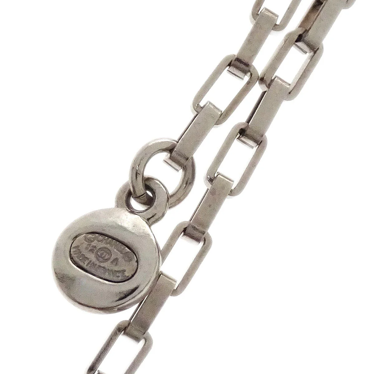 Chanel CC Chain Necklace Pendant Silver Costume Pearl Rhinestone 12A - Image 4