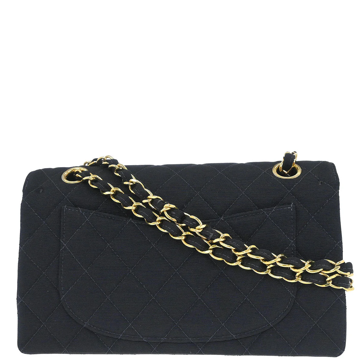 Chanel 1997-1999 Black Cotton Small Classic Double Flap Shoulder Bag - Image 2