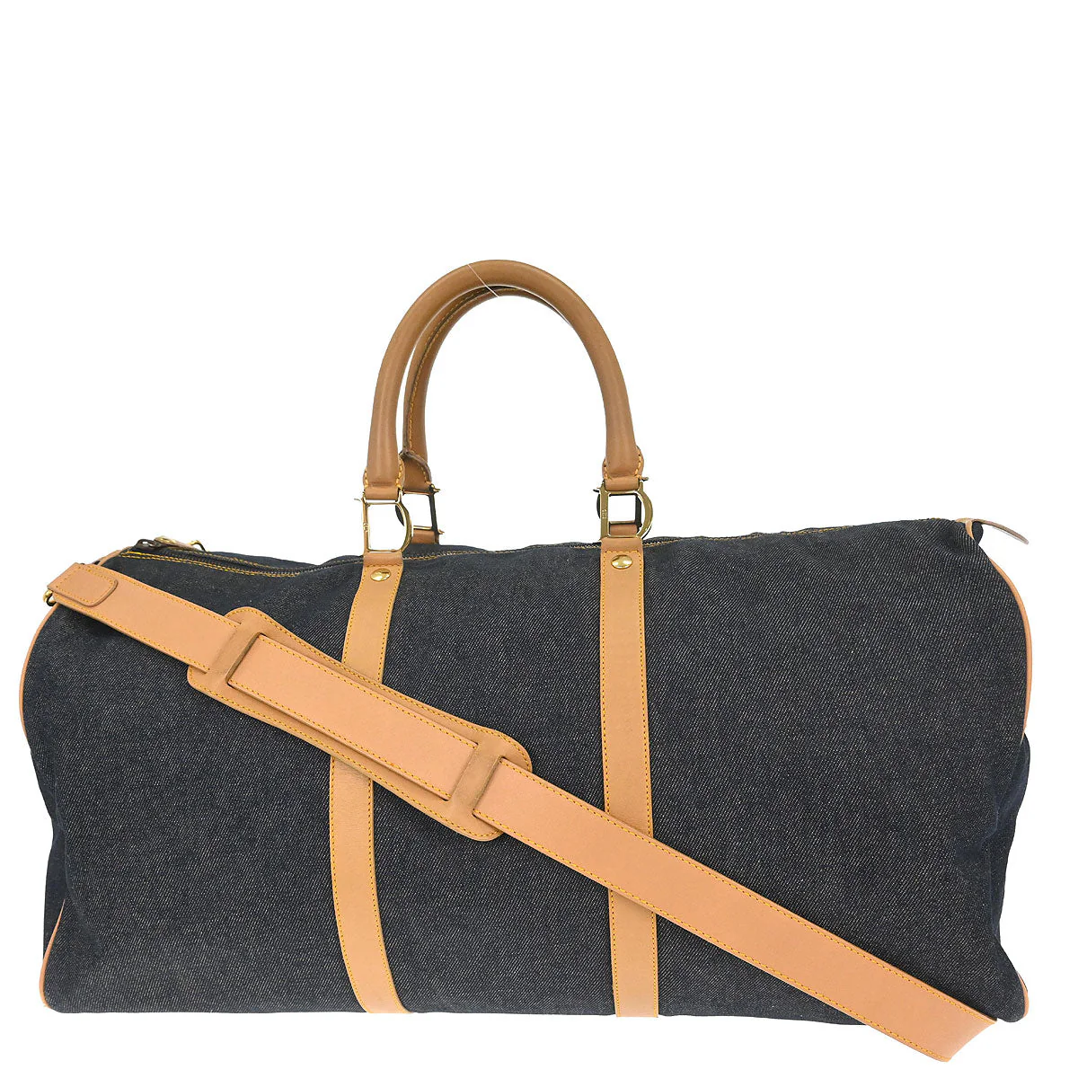 Christian Dior Navy Beige Denim Duffle Bag - Image 2