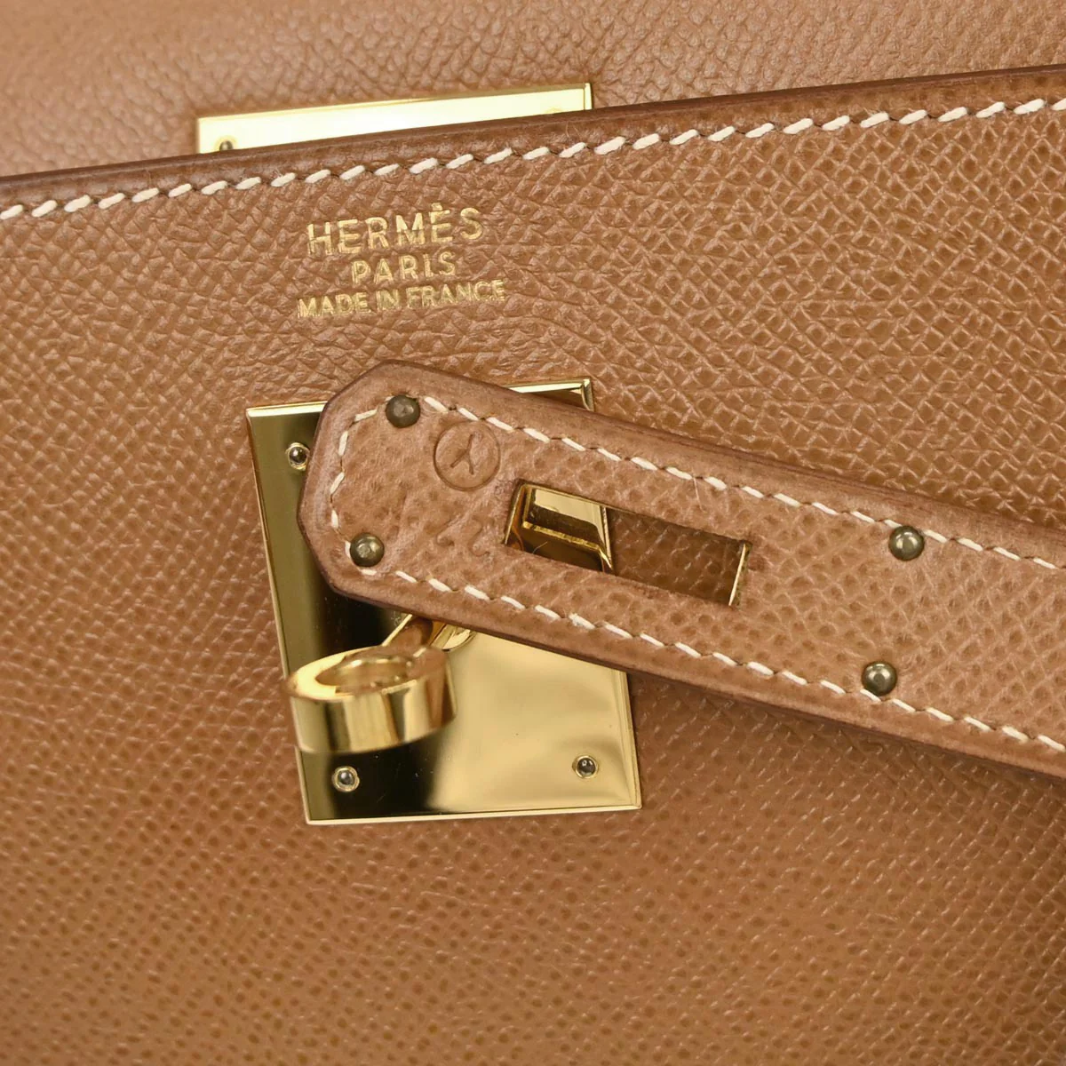 Hermes Gold Courchevel Kelly 32 Sellier 2way Shoulder Handbag - Image 10