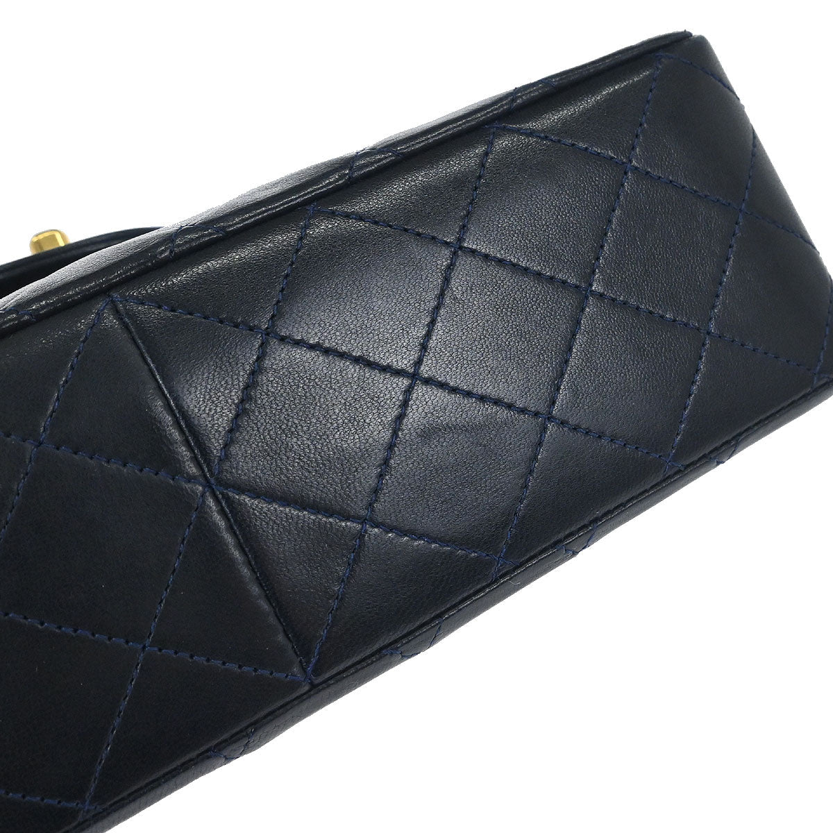 Chanel Navy Lambskin Double Flap Medium Shoulder Bag - Image 3