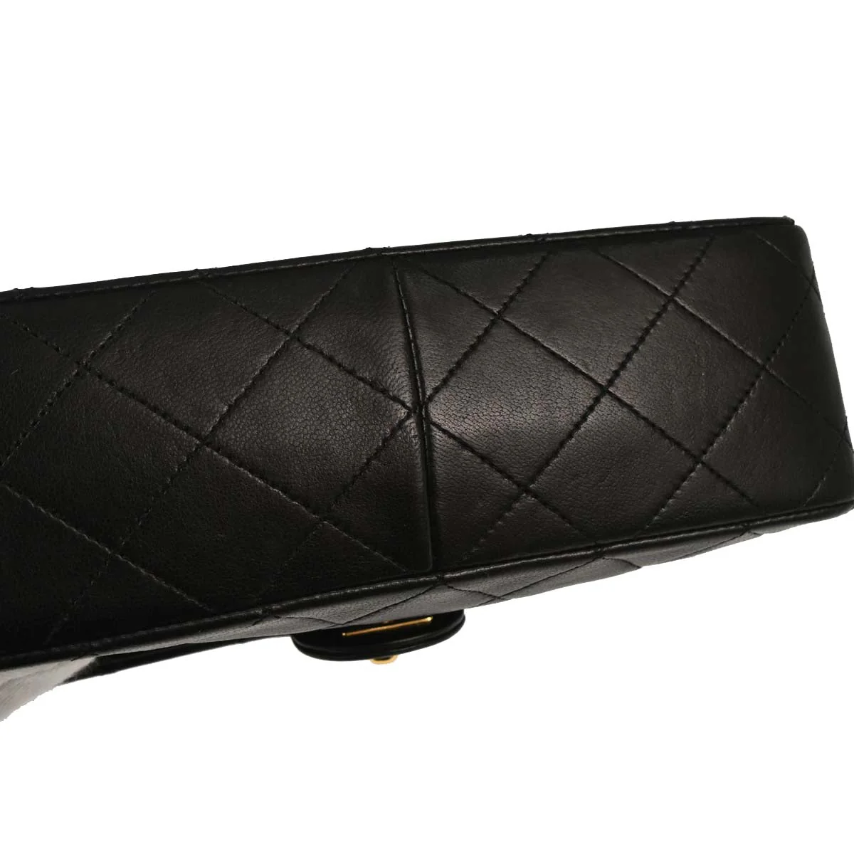 Chanel 1989-1991 Black Lambskin Classic Square Flap Shoulder Bag 20 - Image 3