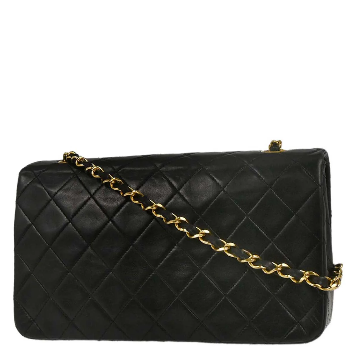 Chanel 1989-1991 Black Lambskin Turnlock Small Full Flap Shoulder Bag - Image 2