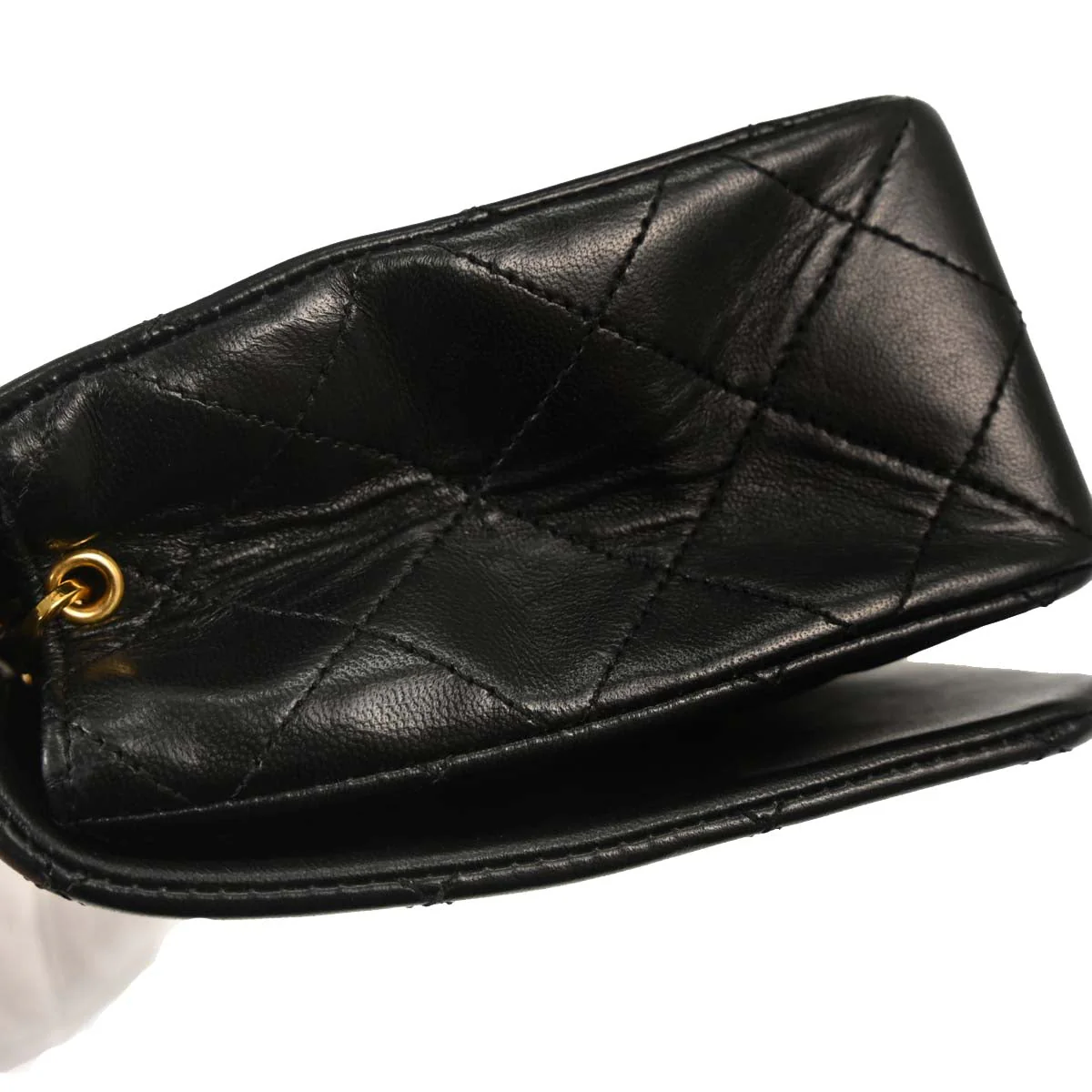 Chanel 1989-1991 Black Lambskin Turnlock Small Full Flap Shoulder Bag - Image 6