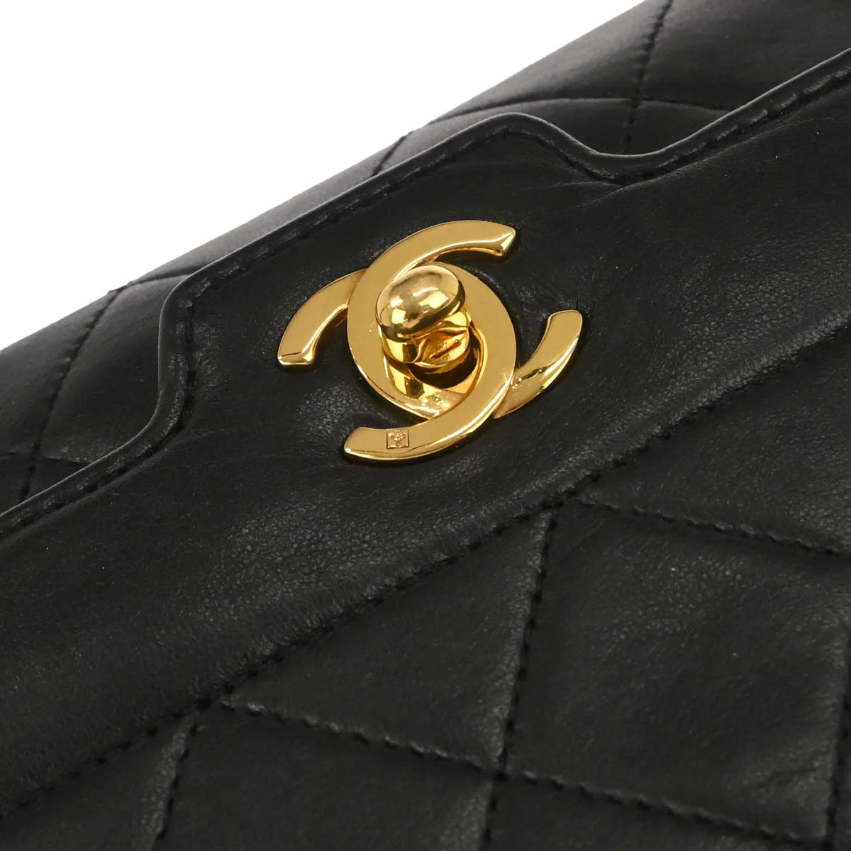 Chanel 1989-1991 Black Lambskin Single Flap Shoulder Bag - Image 6