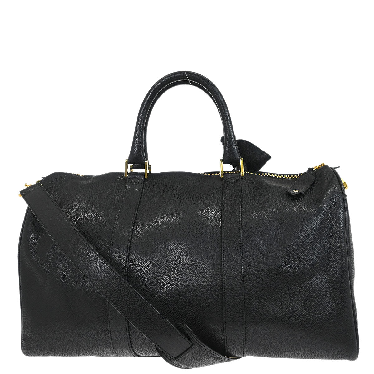 Chanel 1994-1996 Black Caviar Skin 2way Shoulder Duffle Bag - Image 2