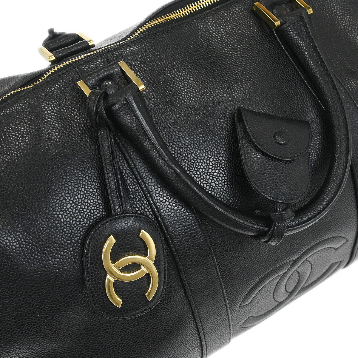 Chanel 1994-1996 Black Caviar Skin 2way Shoulder Duffle Bag - Image 6