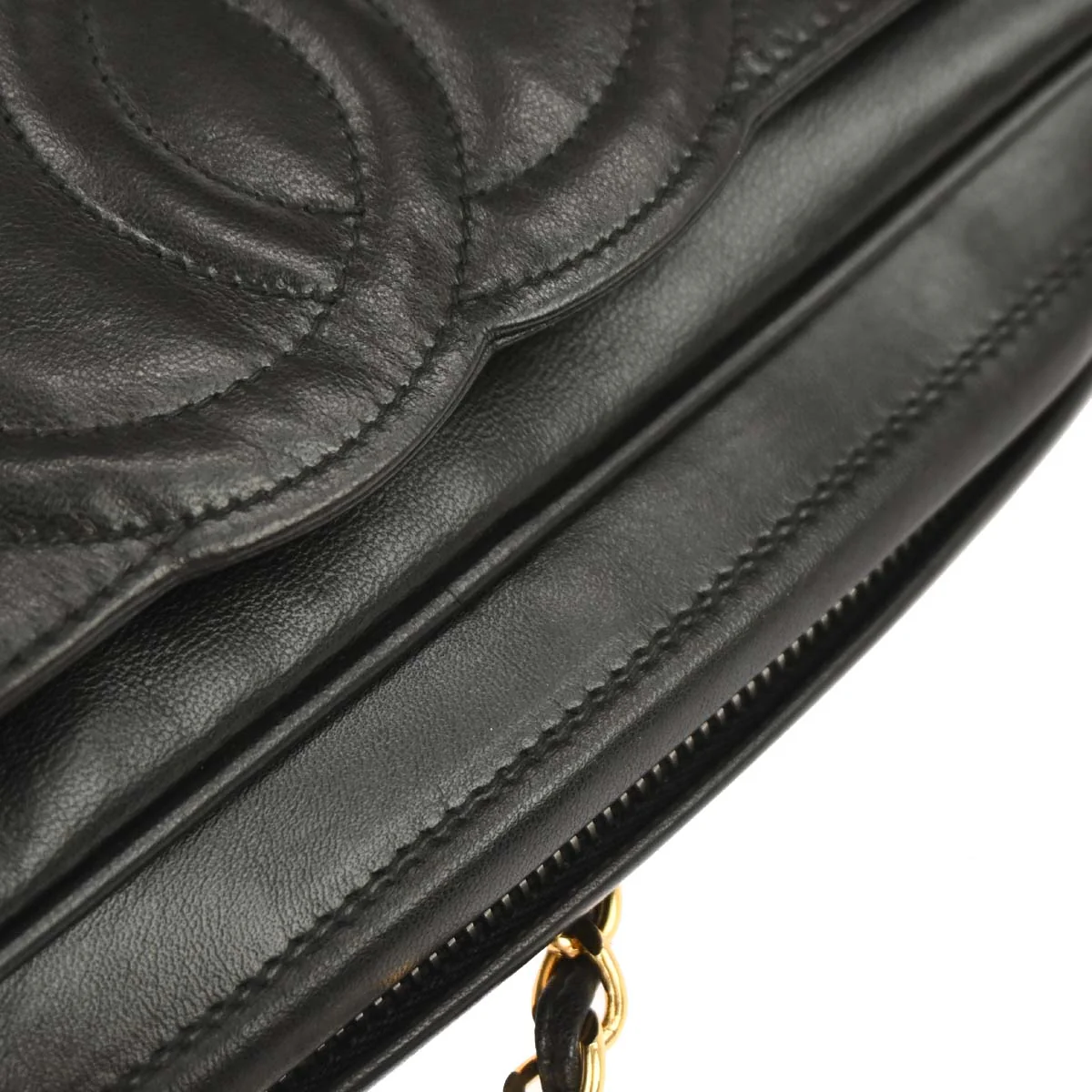 Chanel 1994-1996 Black Lambskin Triple CC Camera Bag Small - Image 5