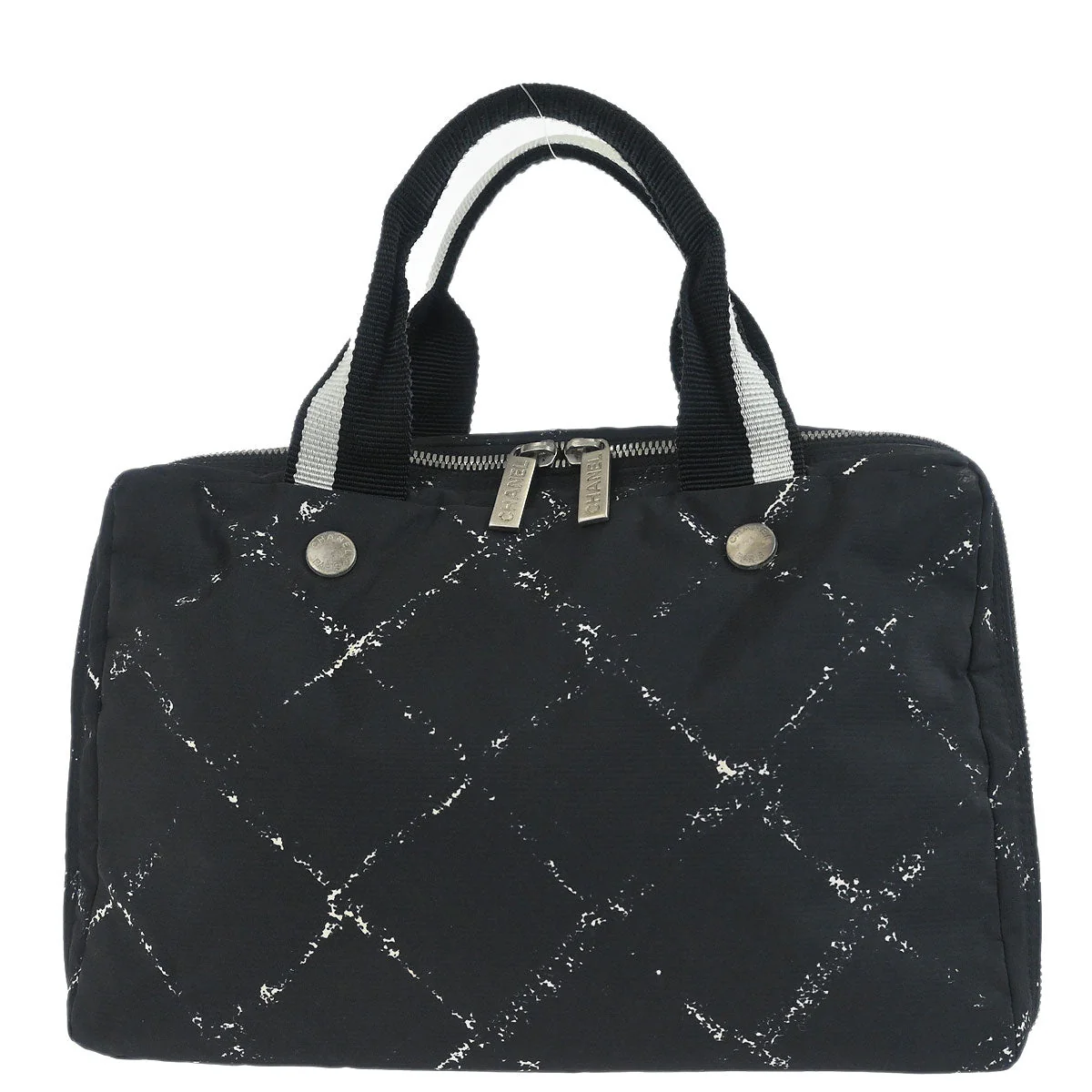 Chanel 1997-1999 Black Jacquard Nylon Travel Line Handbag - Image 2