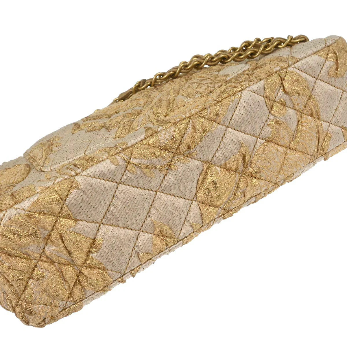 Chanel 2012-2013 Gold Canvas Medium Classic Double Flap Shoulder Bag - Image 4
