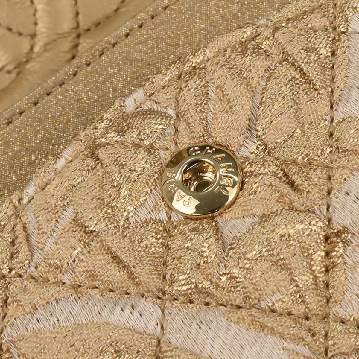 Chanel 2012-2013 Gold Canvas Medium Classic Double Flap Shoulder Bag - Image 9