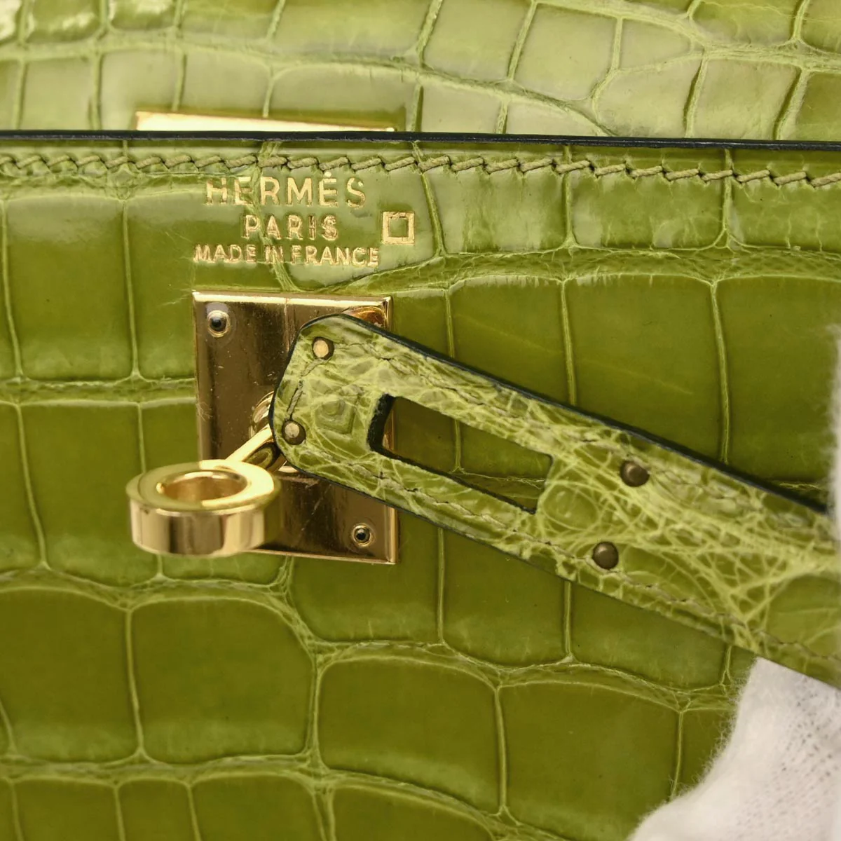 Hermes * Anis Green Alligator Kelly 25 Sellier 2way Shoulder Handbag - Image 10
