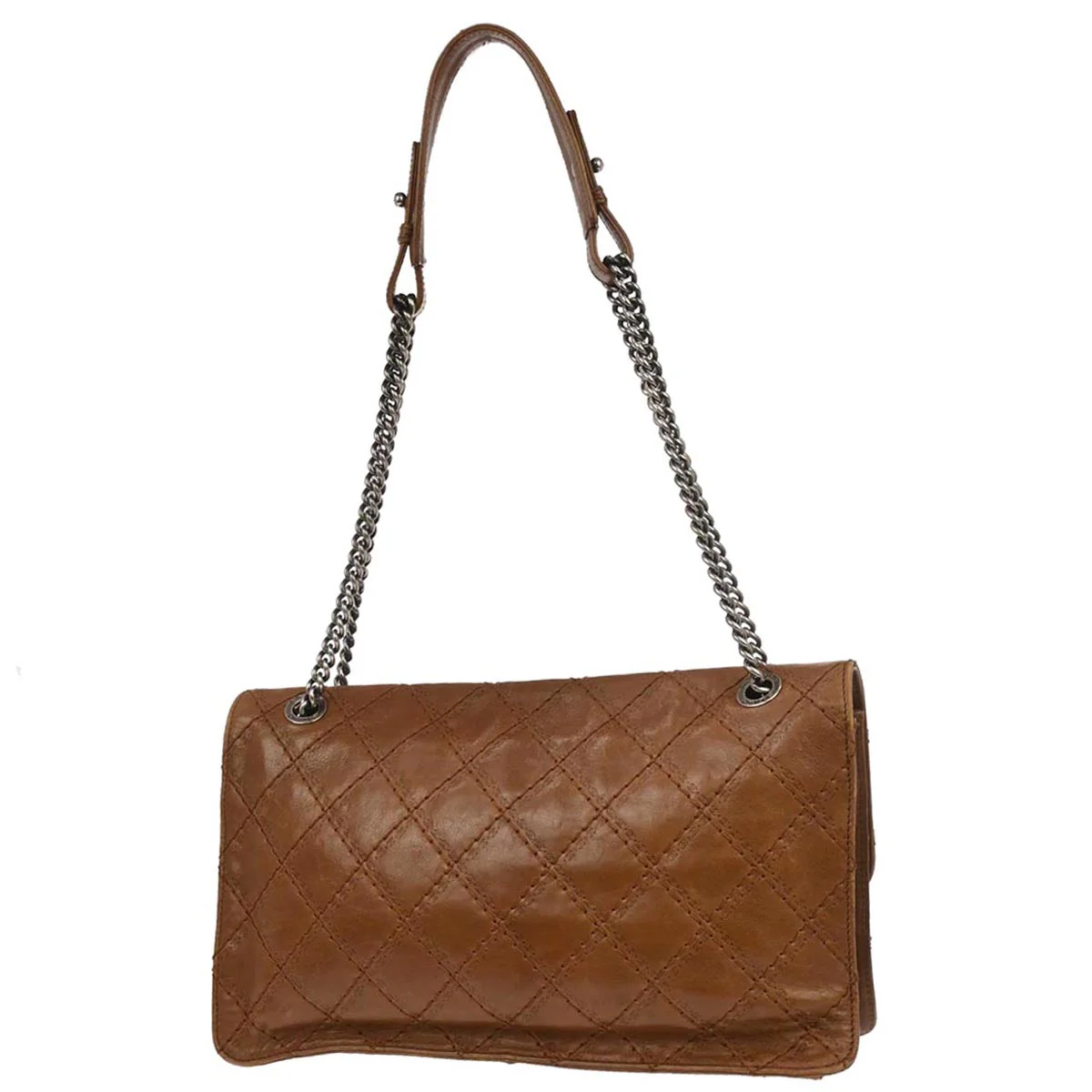 Chanel 2012 Brown Calfskin Mademoiselle Lock Chain Shoulder Bag - Image 2