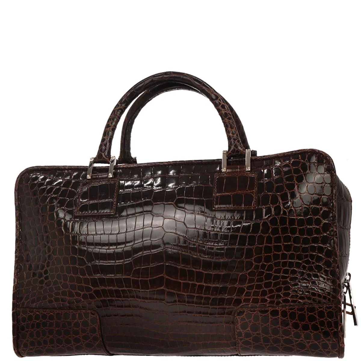 Loewe * Brown Crocodile Amazona 36 Handbag - Image 2